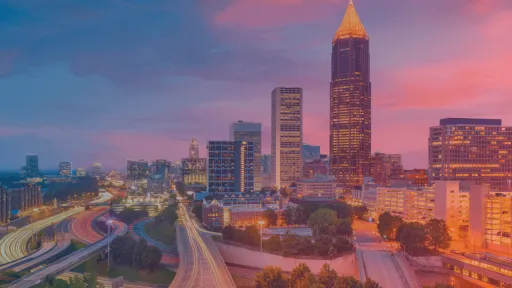 Time lapse image of downtown Atlanta, Georgia at sunset